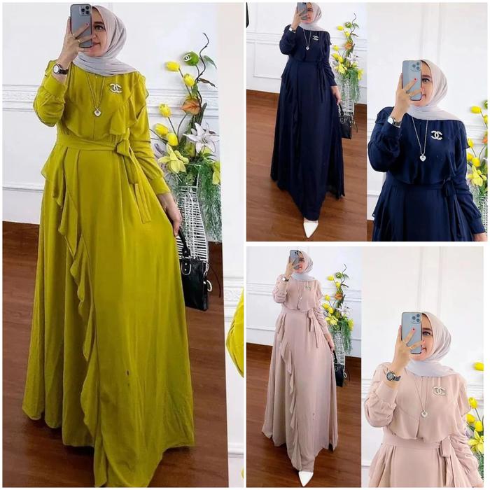 veneta dress sifon wanita/gamis sifon halus/maxy dress remaja hijab