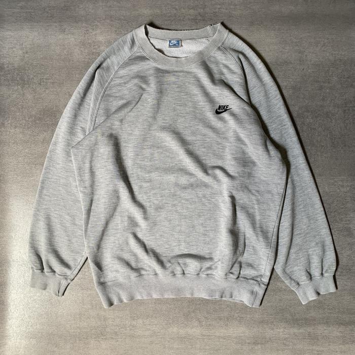 80s Nike Club Logo Black On Grey Comfy Sweater - Unisex - Size XL