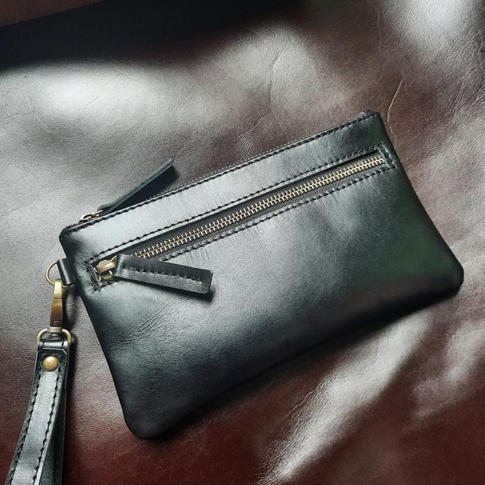 Simple Pouch Kulit Sapi Asli / Pouch Kulit Pria Wanita Pouch Hp Kulit