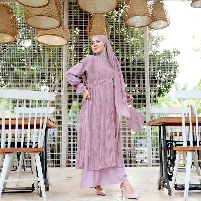 Gamis pesta lebaran raya dress 2021 brokat brukat tile tule wanita