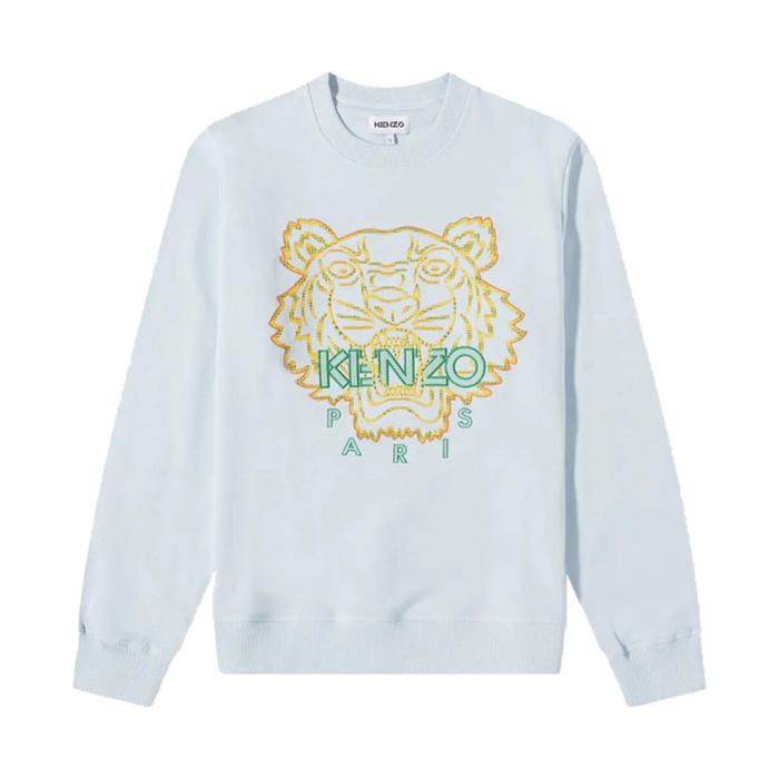Kaos sweater kenzo tiger embroidered blue orange original