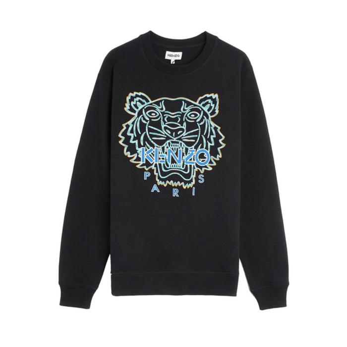 Kaos sweater kenzo tiger embroidered black blue original