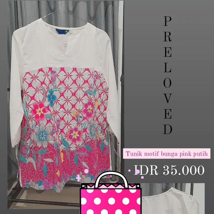 Tunik Motif Bunga Pink Putih