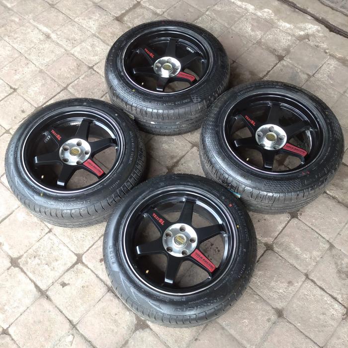 VELG SECOND MOBIL RACING TE37 XL RING 17 HOLE 5 + BAN ACCELERA PHI