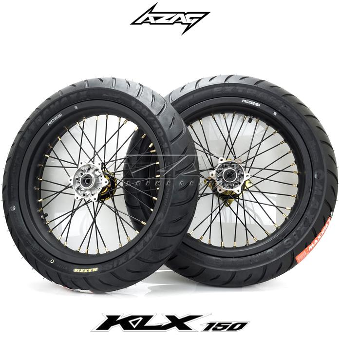 BAN SET SUPERMOTO KLX150 ROSSI TROMOL WILWOOD MAXXIS EXTRAMAXX