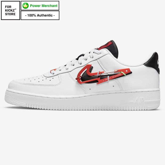 NIKE AIR FORCE 1 '07 PRM WHITE POMEGRANATE CARABINER SWOOSH