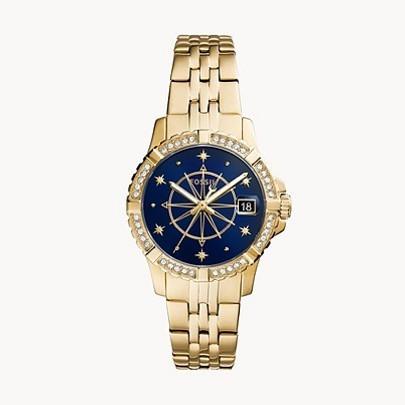 ES5059 FB-01 Ladies Blue Dial Gold Stainless Steel Strap
