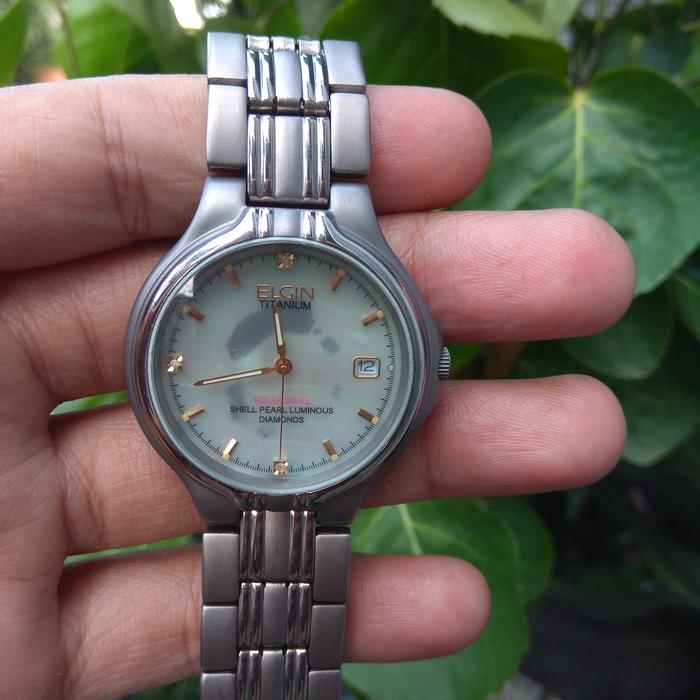 Jam tangan original Elgin titanium Solar drive tourmaline power FK 117