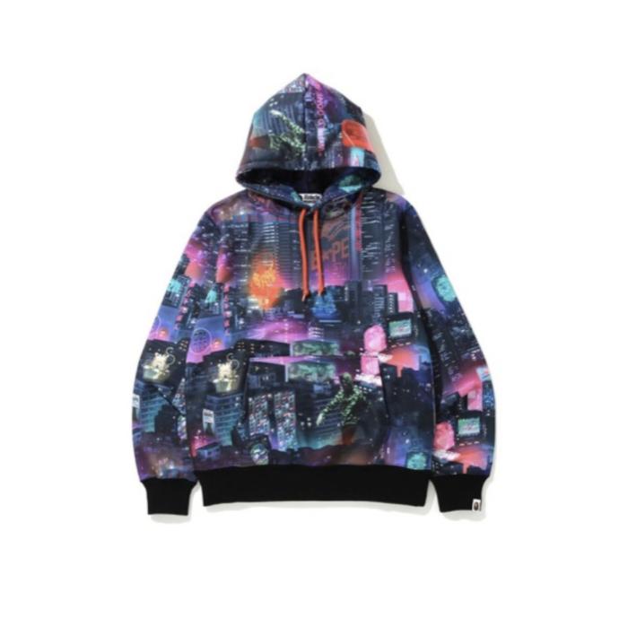 BAPE Neon Tokyo Pullover Hoodie Rare