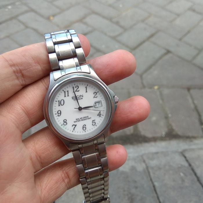 Jam tangan pria original Elgin titanium solar drive FK 1118 C