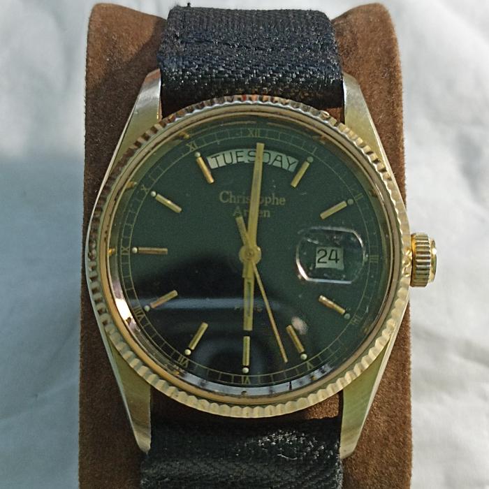 Jam Pria Quartz NET91935 Christope Arden Precident black gold