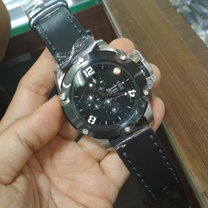 Alexandre Christie 6295 Silver Black Jam Tangan Pria Original