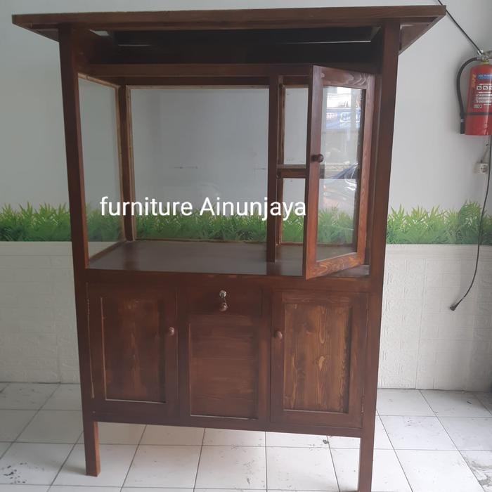 gerobak sate/bakso Dll angkring Tampa roda full kaca size 130x60x180cm