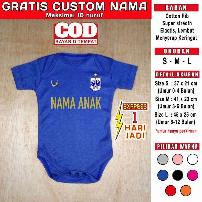 Baju Bola Bayi PSIS Semarang CUSTOM NAMA Jersey Jumper Kado Newborn