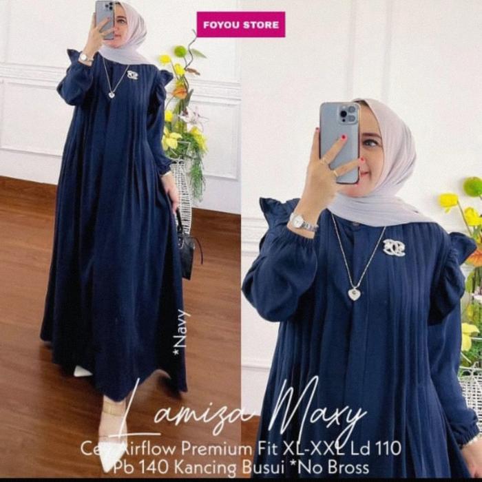 NEW LAMISA MAXY DRESS WANITA CRINKLE PREMIUM LD 110CM