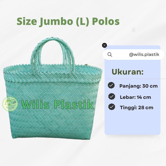 Wilis Plastik Tas Anyaman Plastik POLOS Size Jumbo L 30x14x28 cm Tas Hampers Parcel Souvenir Berkat 