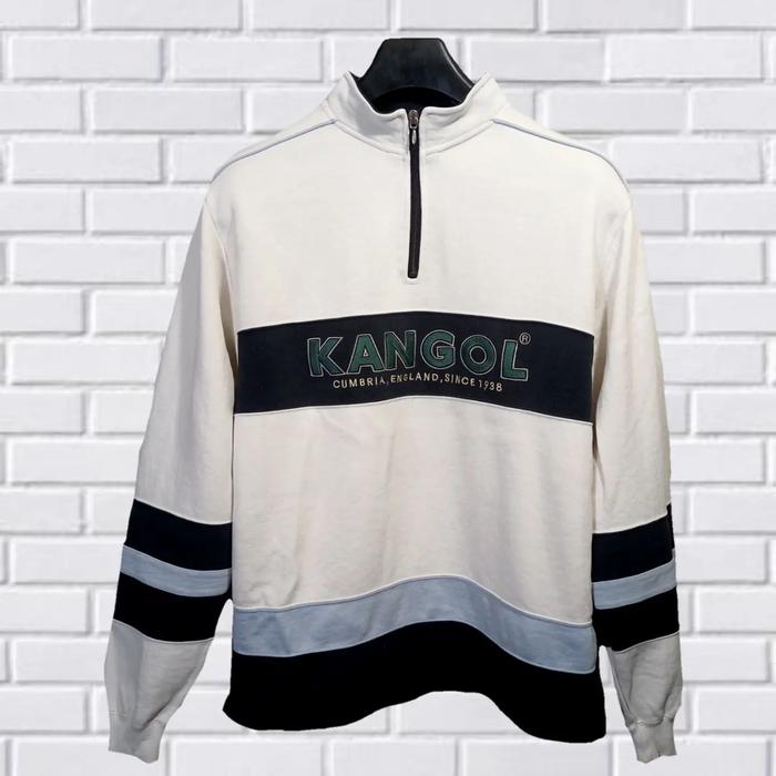 CREWNECK VINTAGE HALFZIP KANGOL ORIGINAL, SECOND THRIFT, SZ M-L, CN129