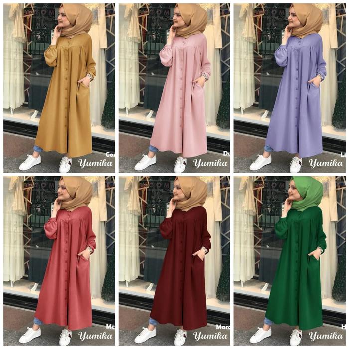 Yumika tunik/dress tunik/tunik panjang/terusan tunik wanita/gamis wani