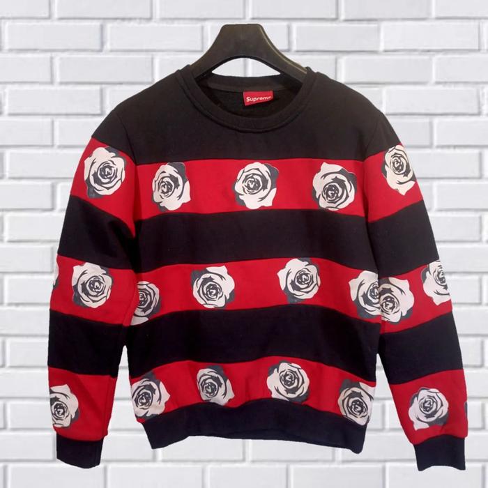 SWEATER CREWNECK SUPREME FLOWER, SECOND THRIFT, SZ M, CN127