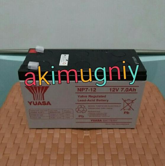 aki yuasa np7-12 vrla 12v 7ah mf ups scooter cctv mainan