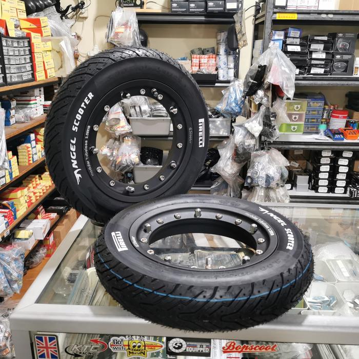 Velg Tubeless Ring 10 Modular GS Black set Ban Pirelli angel Scooter