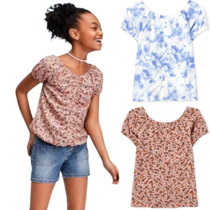 Atasan kaos Sabrina anak The Children's Place biru tie dye 4-16 T