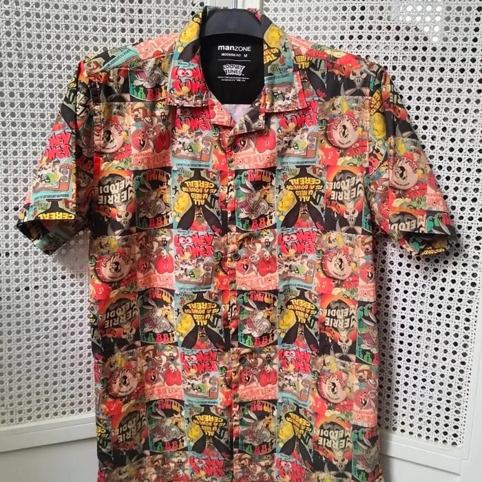 kemeja cowok manzone baju atasan kerja Pria Katun Casual Hem shirt unik