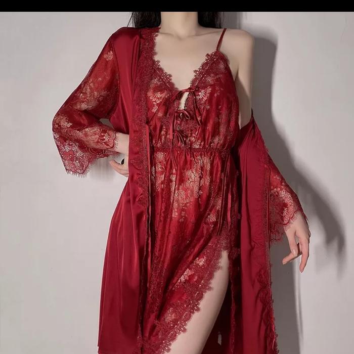 SET LINGERIE KIMONO G STRING