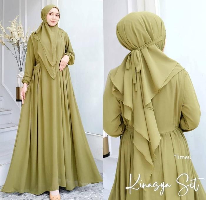 KINASYA SYARI Baju Gamis Wanita Terbaru Gamis Syari Set Khimar