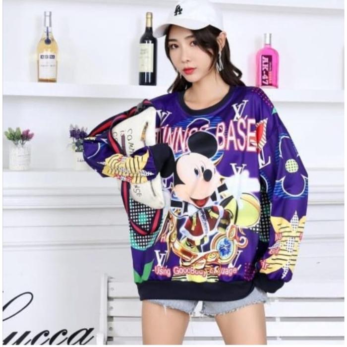 Sweater mickey import bahan scuba jumbo