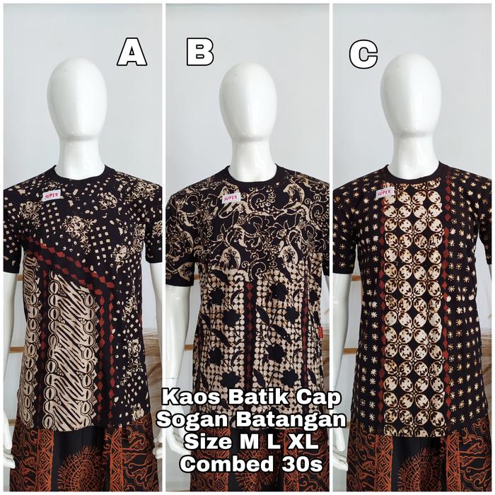 kaos batik pria motif sogan t shirt batik cap pria