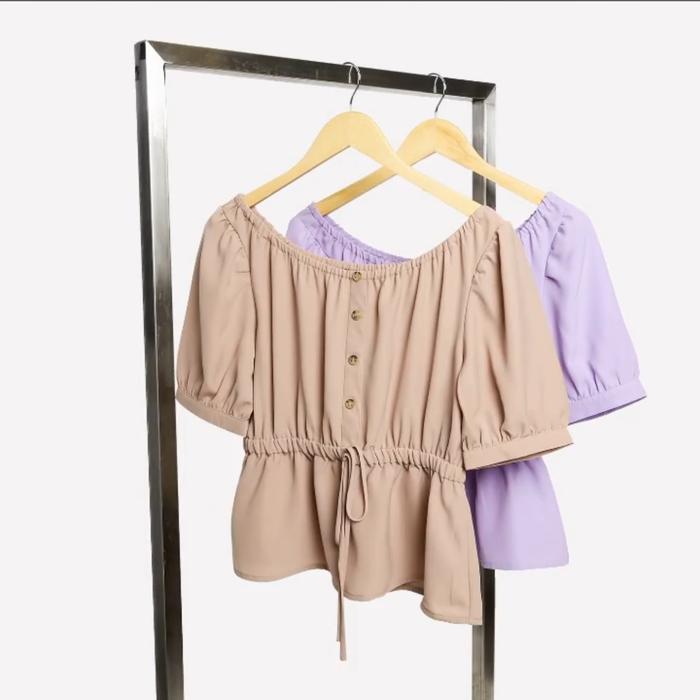 Atasan Valino / Baju Sabrina / Sabrina Blouse / Baju Lilac / Baju Ungu
