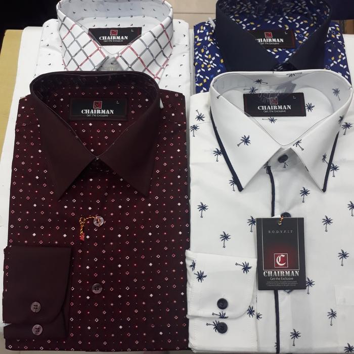 Kemeja Pria Lengan Panjang Chairman Motif Abstrak.