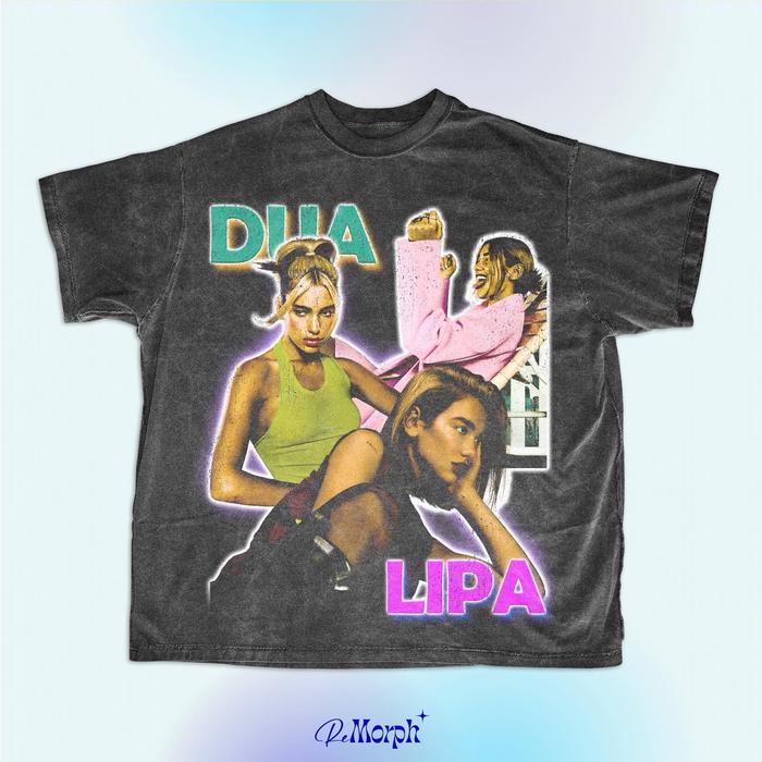 DUA LIPA, OVERSIZE HEAVY COTTON T-SHIRT/ WASHED VINTAGE RAP BOOTLEG