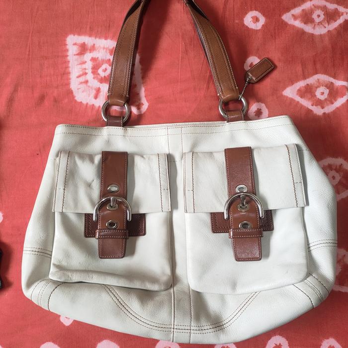 tas totebag COACH original seri Off White Leather Hobo size35x28cm