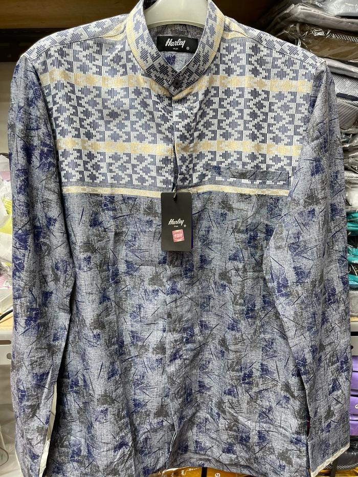kemko harley kemeja koko BIG SIZE JUMBO harley Biru Abstrak XXL