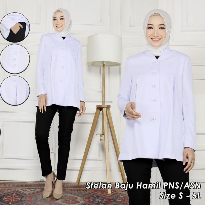 blazer kantor seragam dinas hitam putih baju hamil baju kantor PNS Kerja Wanita