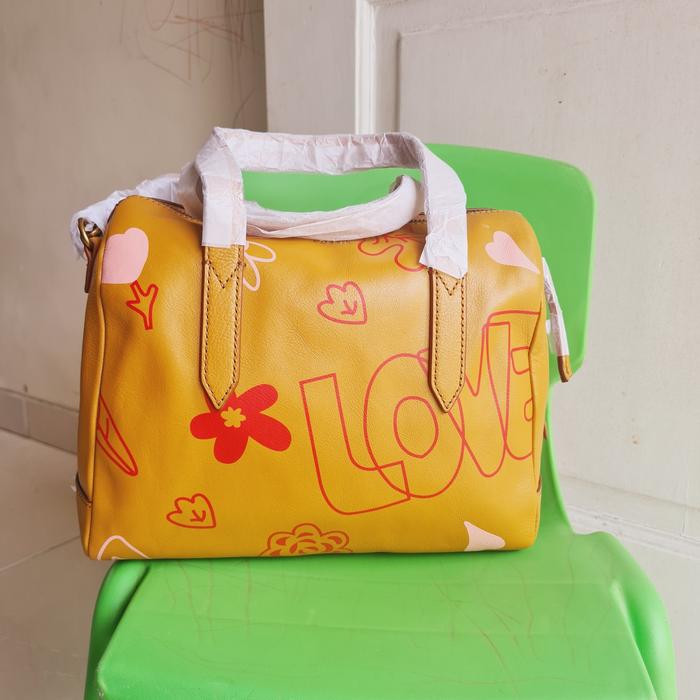Tas Wanita Fossil Sydney Satchel Love Letter Brown