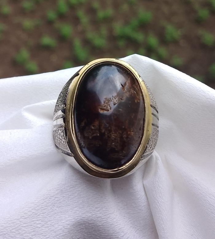 Natural Garnet NTE Big Size Ring Koin Handmade