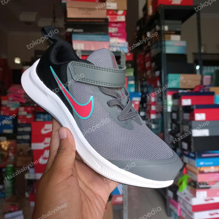sepatu anak nike star runner grey black multi
