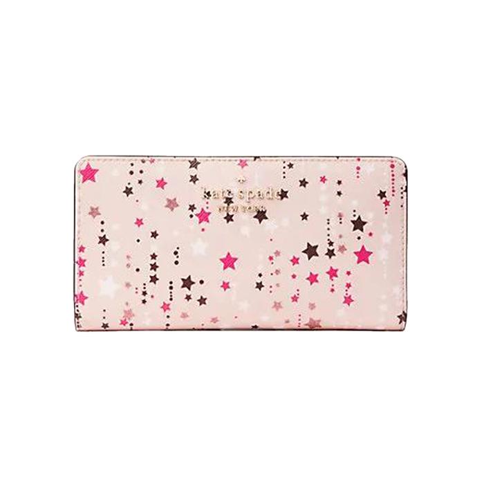 Dompet Wanita Branded KS Staci Twinkle Large Slim Bifold Wallet - Pink Multi