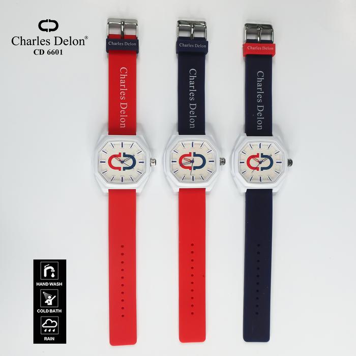 Jam Tangan Karet Charles Delon Original Bonus Kotak CD 6601