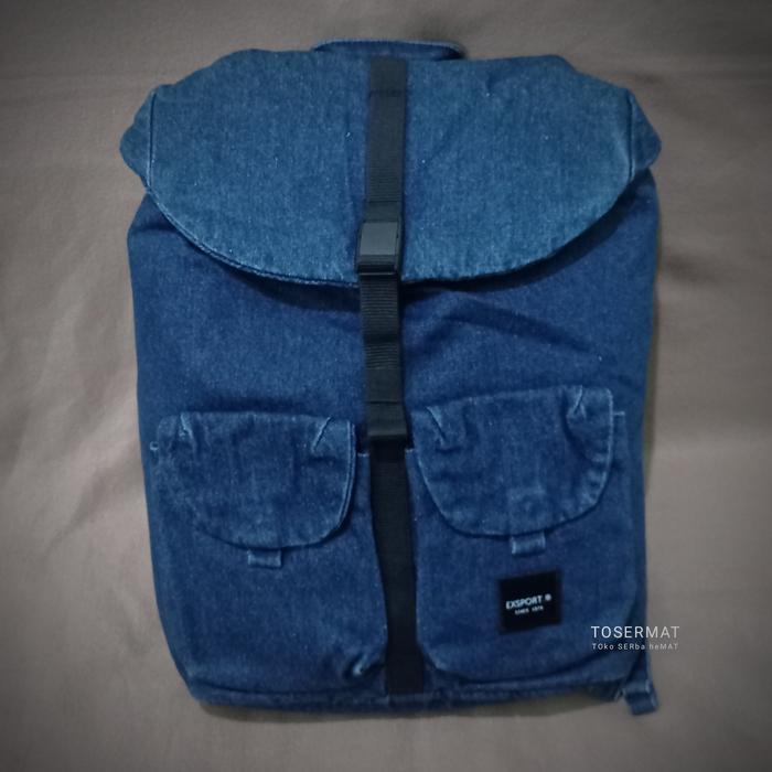 Exsport Lequisha Denim ori tas ransel backpack daypack casual - biru