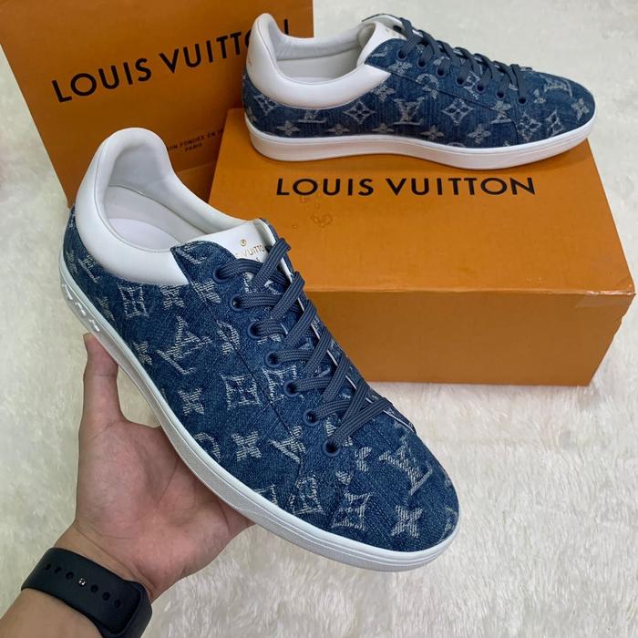 Lv Denim Monogram Frontrow Authentic Sneakers 100%