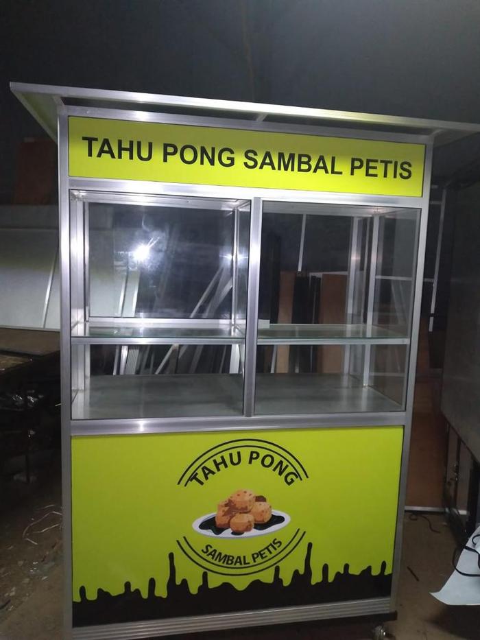 Gerobak Aluminium Tahu Pong Murah Kuat Gratis Branding Alumunium