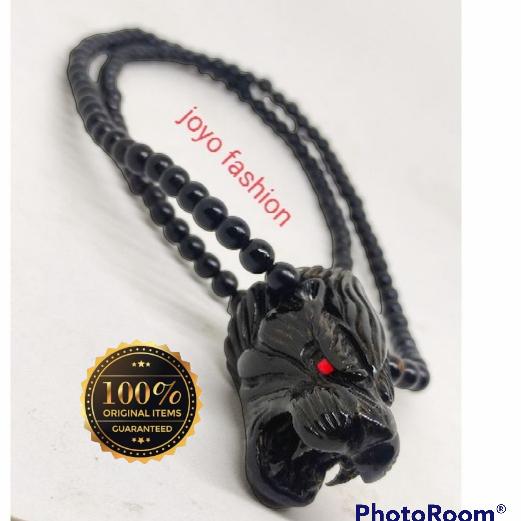 KALUNG TASBIH FOSIL AKAR BAHAR HITAM ASLI LIONTIN MACAN KUMBANG