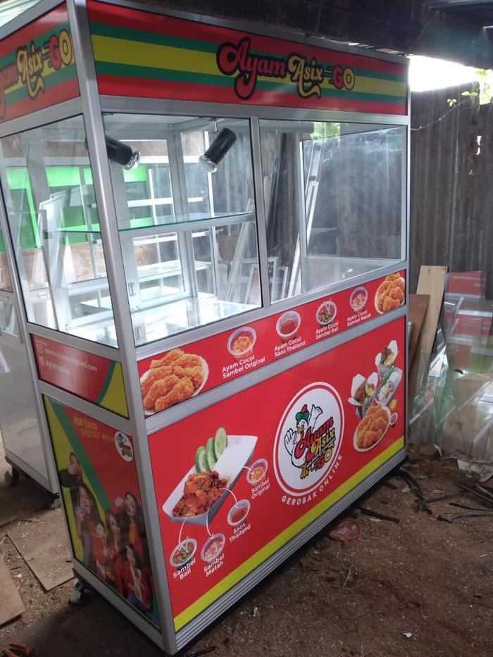 Gerobak Aluminium Fried Chicken Murahh Kuat Gratis Branding Alumunium