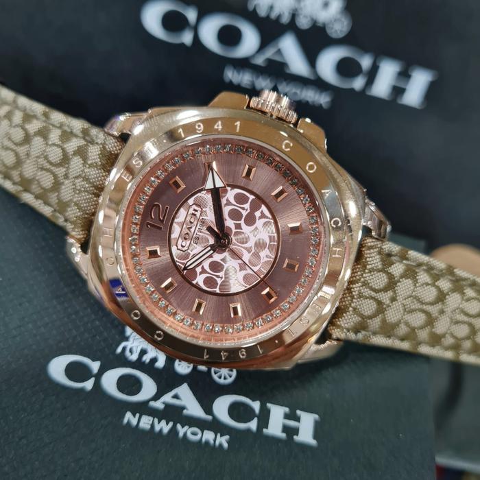 Jam Tangan Wanita Merek Coach Est 1941 Kulit 38mm Fullset Original