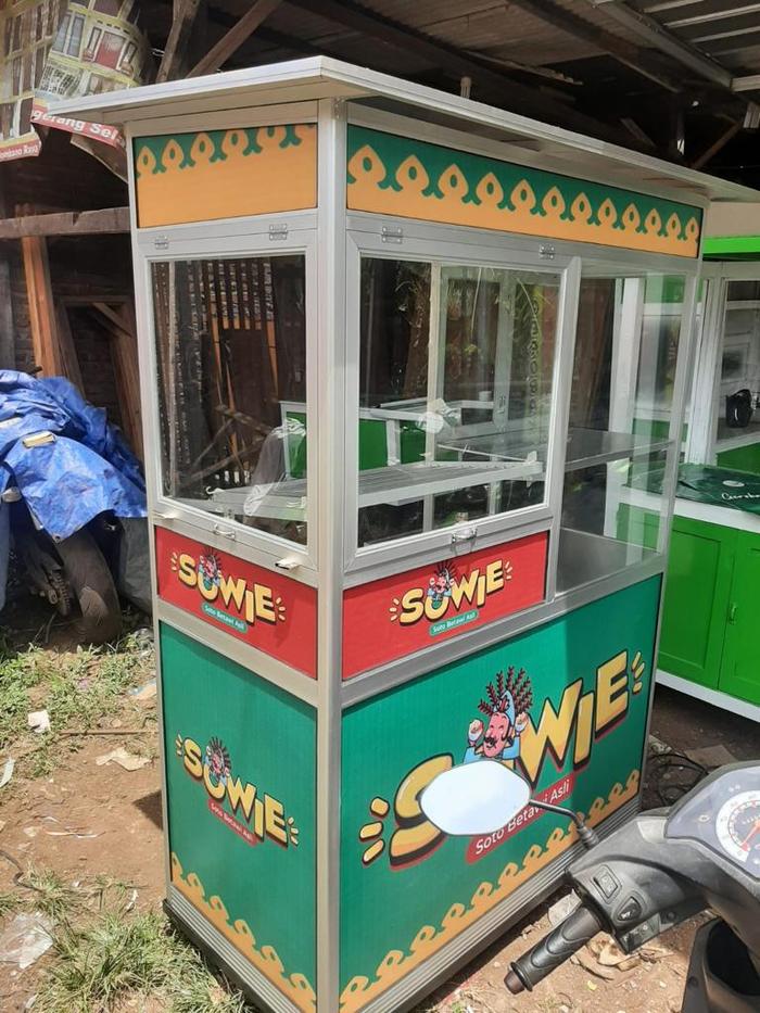 Gerobak Aluminium Soto Ayam Mie Murah Kuat Gratis Branding Alumunium