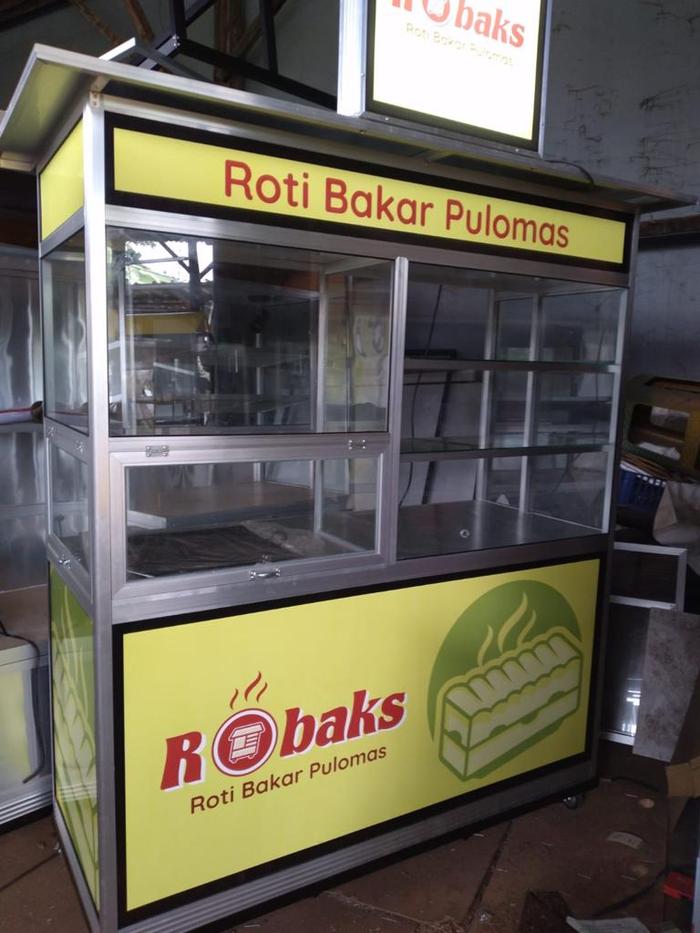 Gerobak Aluminium Roti Bakar Murah Kuat Gratis Branding Alumunium